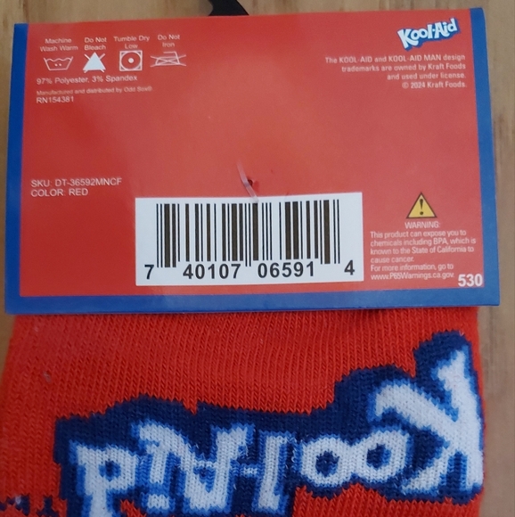 Kool-Aid Novelty Crew Socks New Size 6-12 - Picture 5 of 5